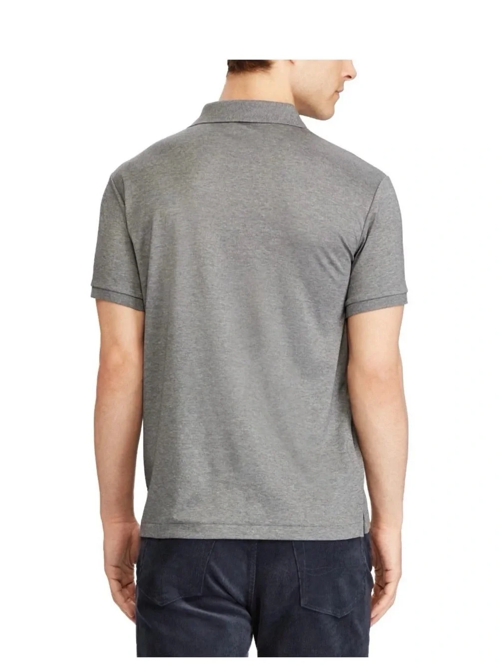 Polo Ralph Lauren Mens Large Gray Golf Polo Pima Soft Touch Custom Fit shirt